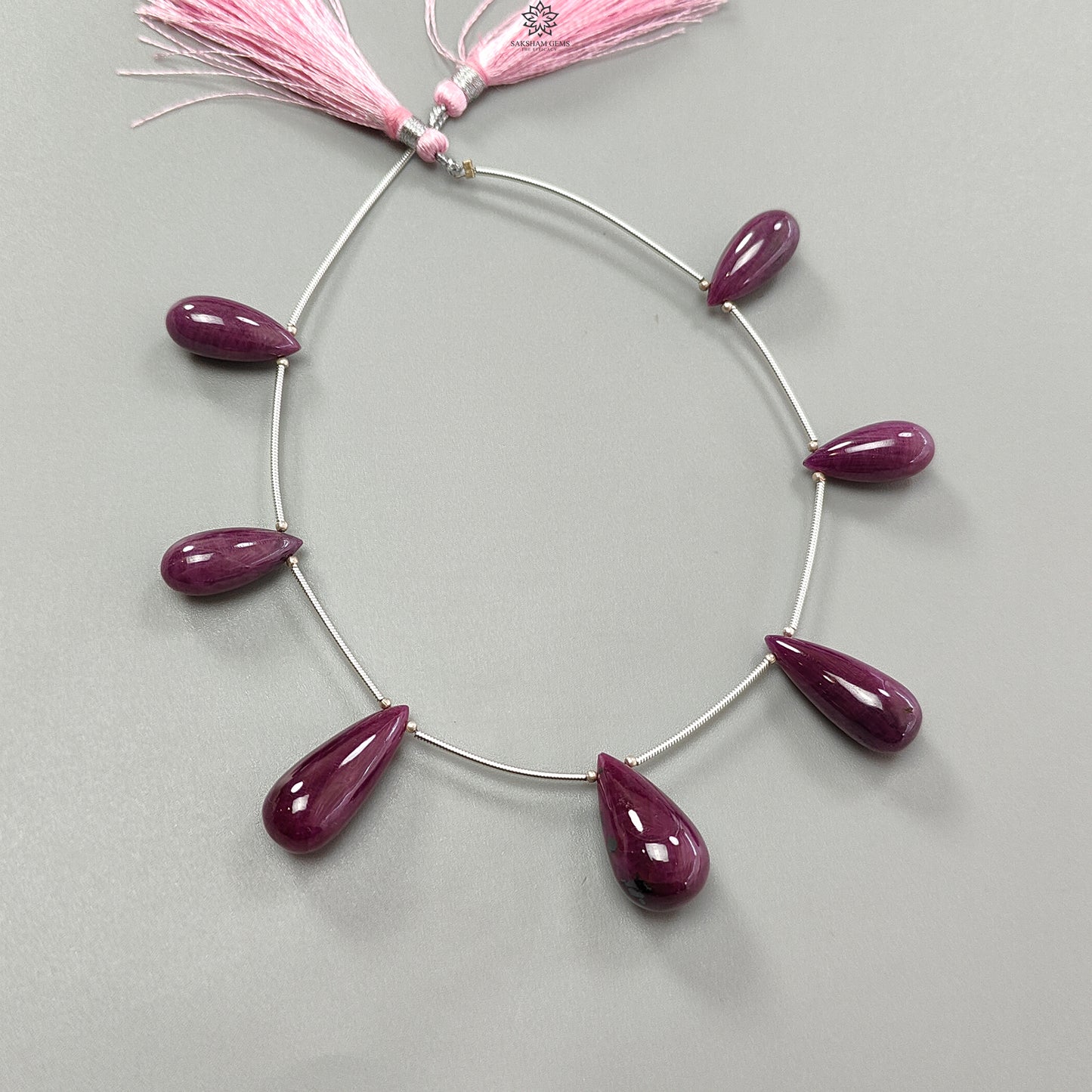 Ruby Teardrops Smooth Loose Beads: 152.80cts Natural Untreated Red Ruby Gemstone 925 Silver 20mm - 25mm Plain Beads for Jewelry