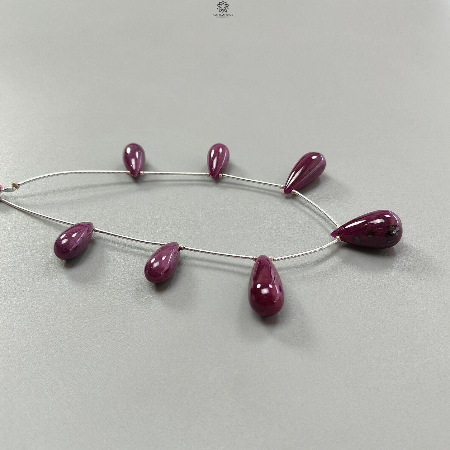 Ruby Teardrops Smooth Loose Beads: 152.80cts Natural Untreated Red Ruby Gemstone 925 Silver 20mm - 25mm Plain Beads for Jewelry