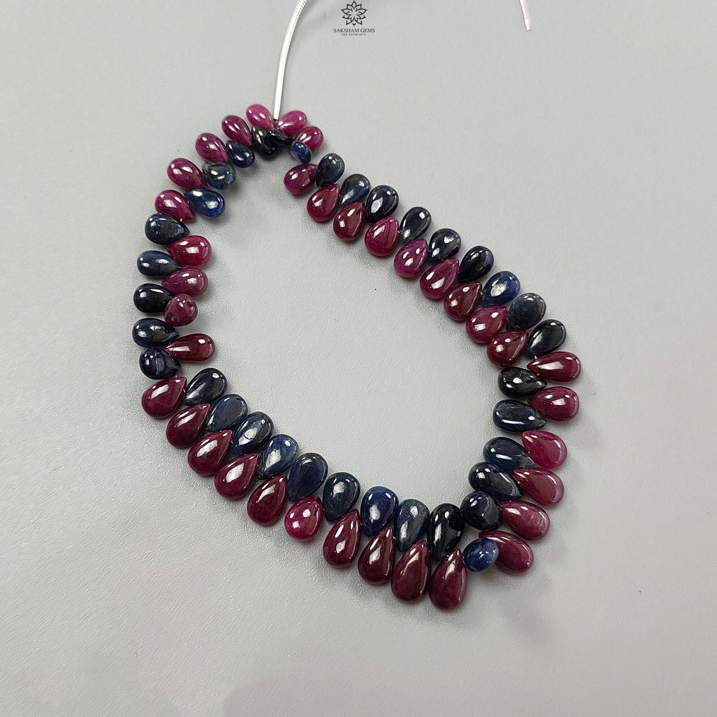 Ruby, Blue Sapphire Smooth Loose Beads: 110.00cts (Approx) Natural Untreated Ruby Gemstone Pear Briolette Beads 6*4mm - 10*6mm 4" 1 Strand