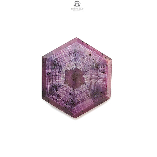 Ruby Trapiche Gemstone Flat Slice: 28.80cts Natural Untreated Unheated Purple Ruby Hexagon Shape 25*22mm 1pc for Jewelry July Birthstone