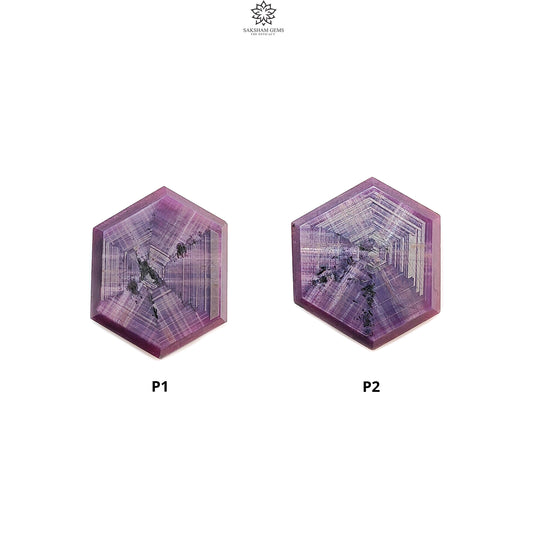 Ruby Gemstone Trapiche Flat Slices: Natural Untreated Unheated Purple Ruby Hexagon Shape Flat Slice 1pc for Jewelry July Birthstone
