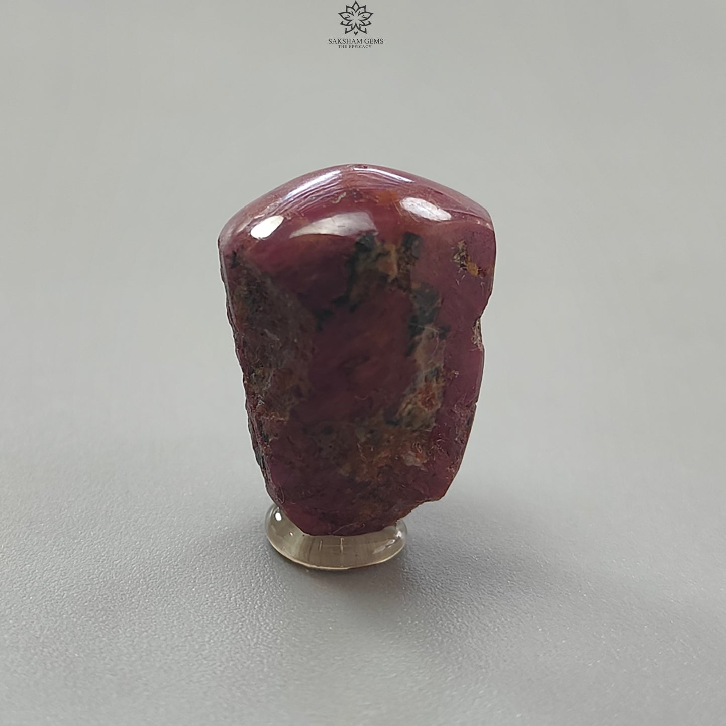 Star Ruby Gemstone Wand Specimen: 44.40cts Natural Untreated 6Ray Star Ruby Hexagon Shape Healing Crystal 21*16mm 1pc July Birthstone