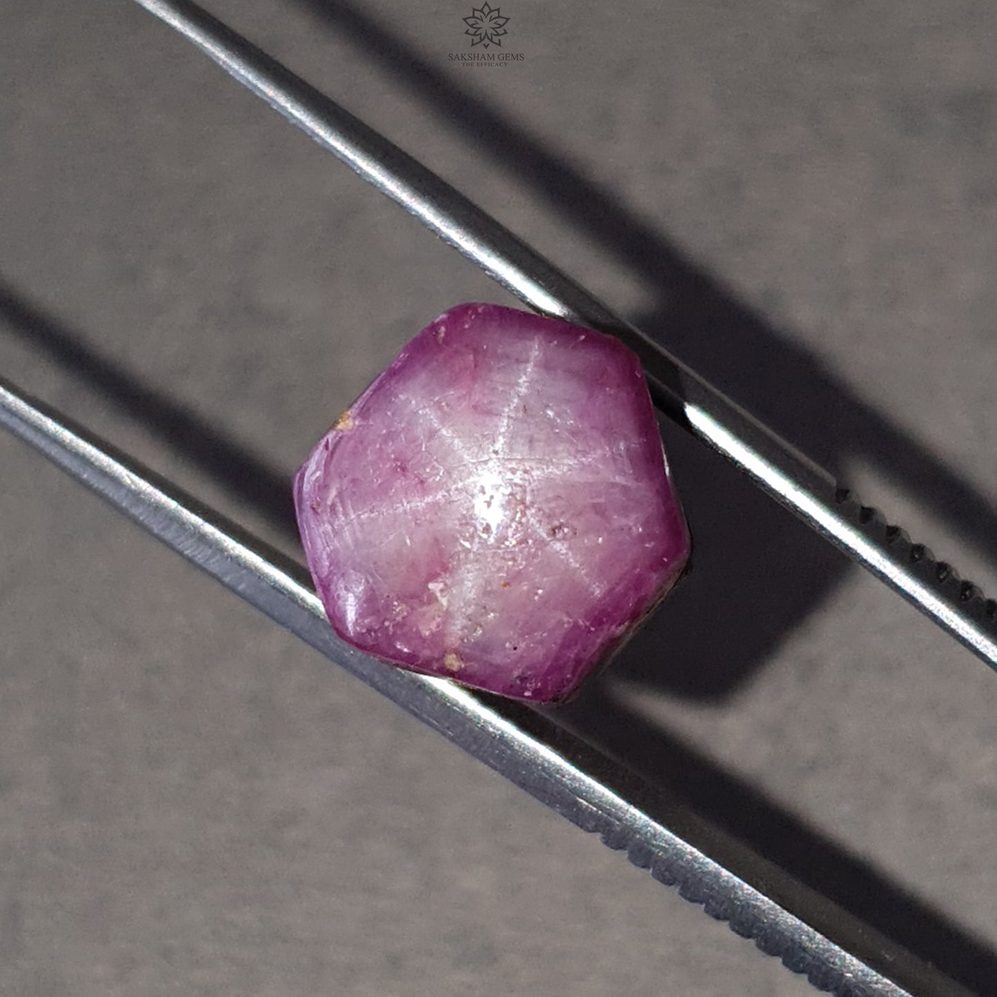 Star Ruby Gemstone Wand Specimen: 45.10cts Natural Untreated 6Ray Star Ruby Hexagon Shape Healing Crystal 30*13mm 1pc July Birthstone