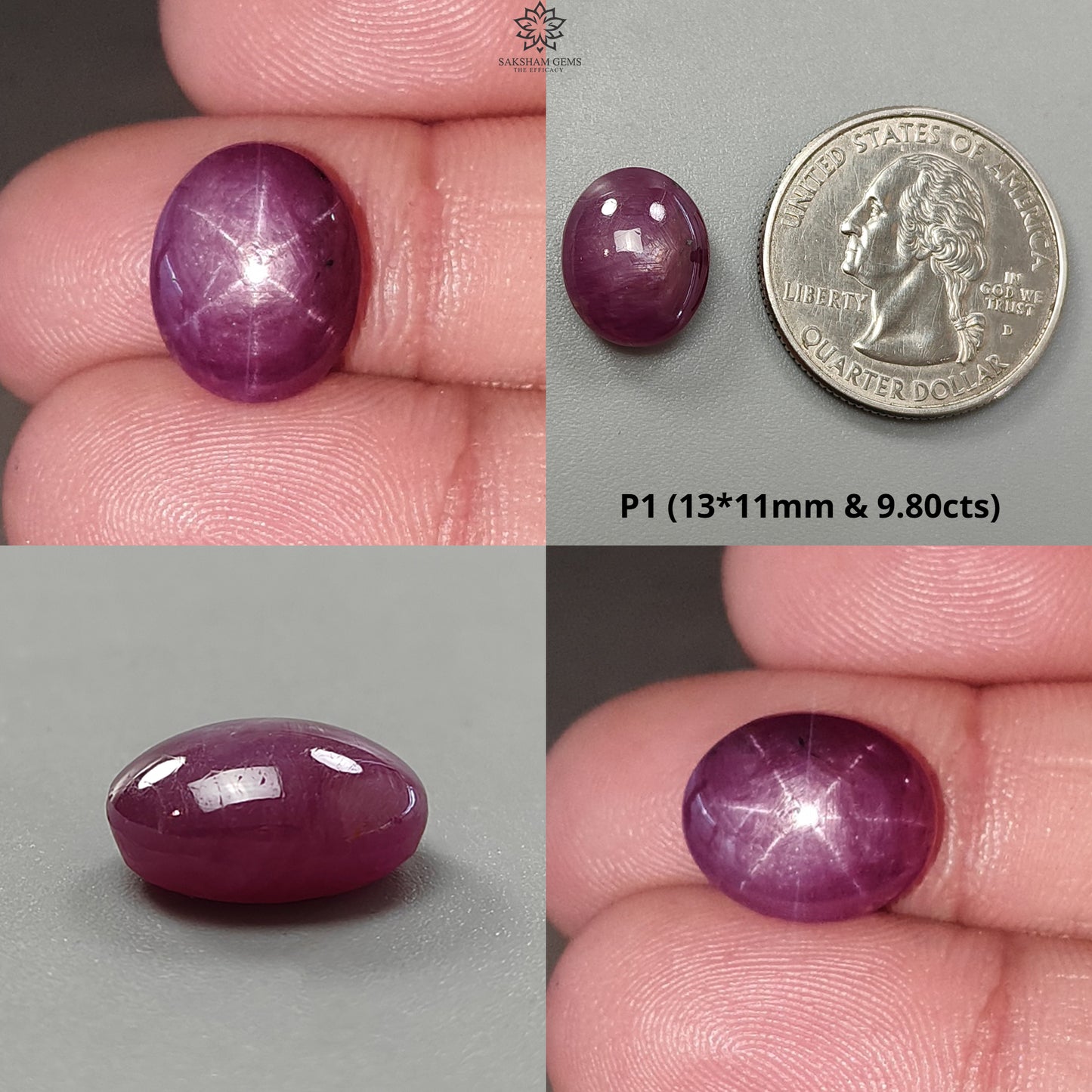 Star Ruby Gemstone Cabochon: Natural Untreated Unheated Red 6Ray Star Ruby Oval Shape 13*11mm 1pc for Jewelry July Birthstone