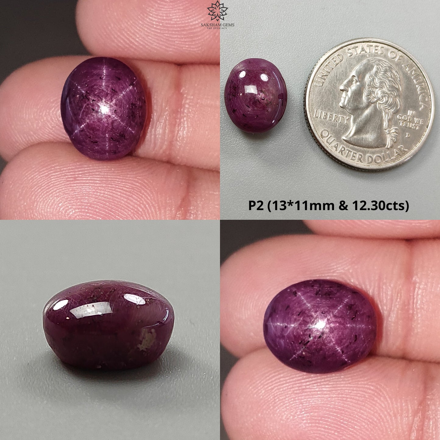 Star Ruby Gemstone Cabochon: Natural Untreated Unheated Red 6Ray Star Ruby Oval Shape 13*11mm 1pc for Jewelry July Birthstone