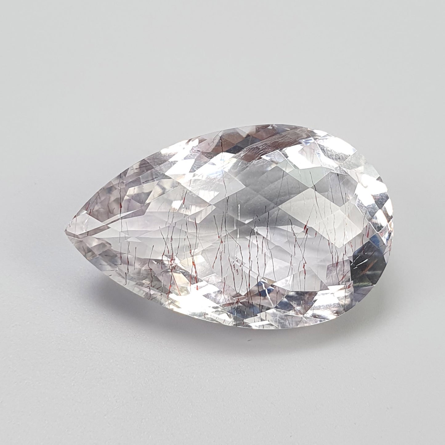 RUTILE AMETHYST Quartz Gemstone Checker Cut : 20.00cts Natural Untreated Amethyst Pear Shape 24*15mm (With Video)