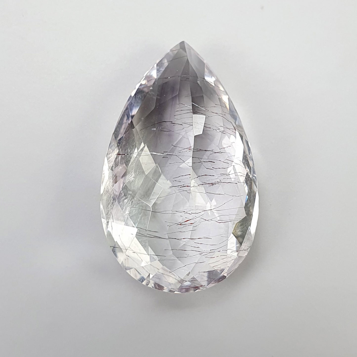 RUTILE AMETHYST Quartz Gemstone Checker Cut : 20.00cts Natural Untreated Amethyst Pear Shape 24*15mm (With Video)