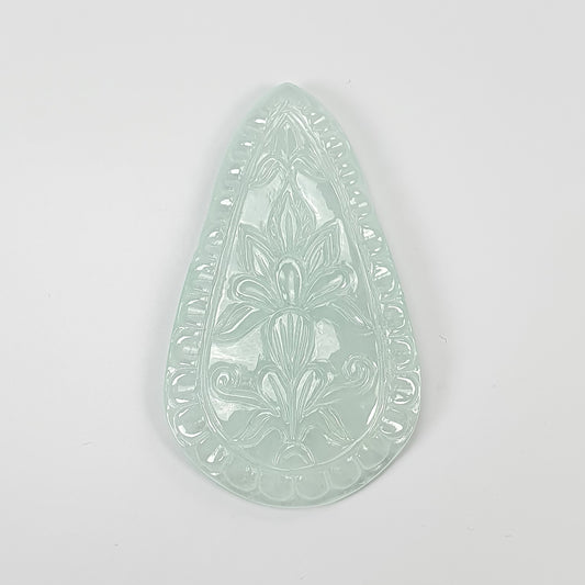 AQUAMARINE Gemstone Carving : 91.90cts Natural Untreated Blue Aquamarine Hand Carved Uneven Shape 56*32.5mm