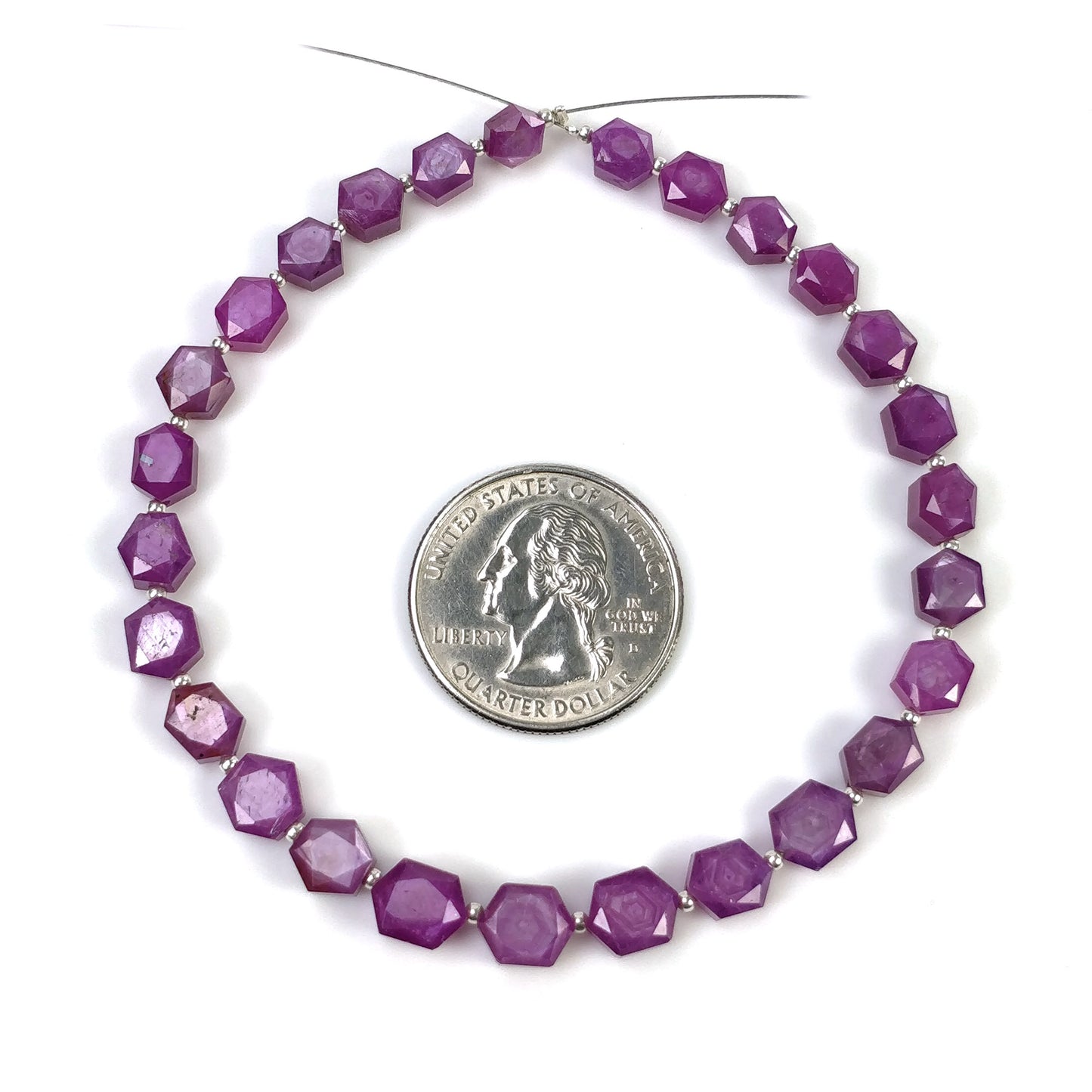 Raspberry Sheen SAPPHIRE Gemstone Normal Cut Loose Beads: 58.75cts Natural Sapphire Hexagon Faceted Nuggets 6*5mm - 8*6mm 8.5" (With Video)
