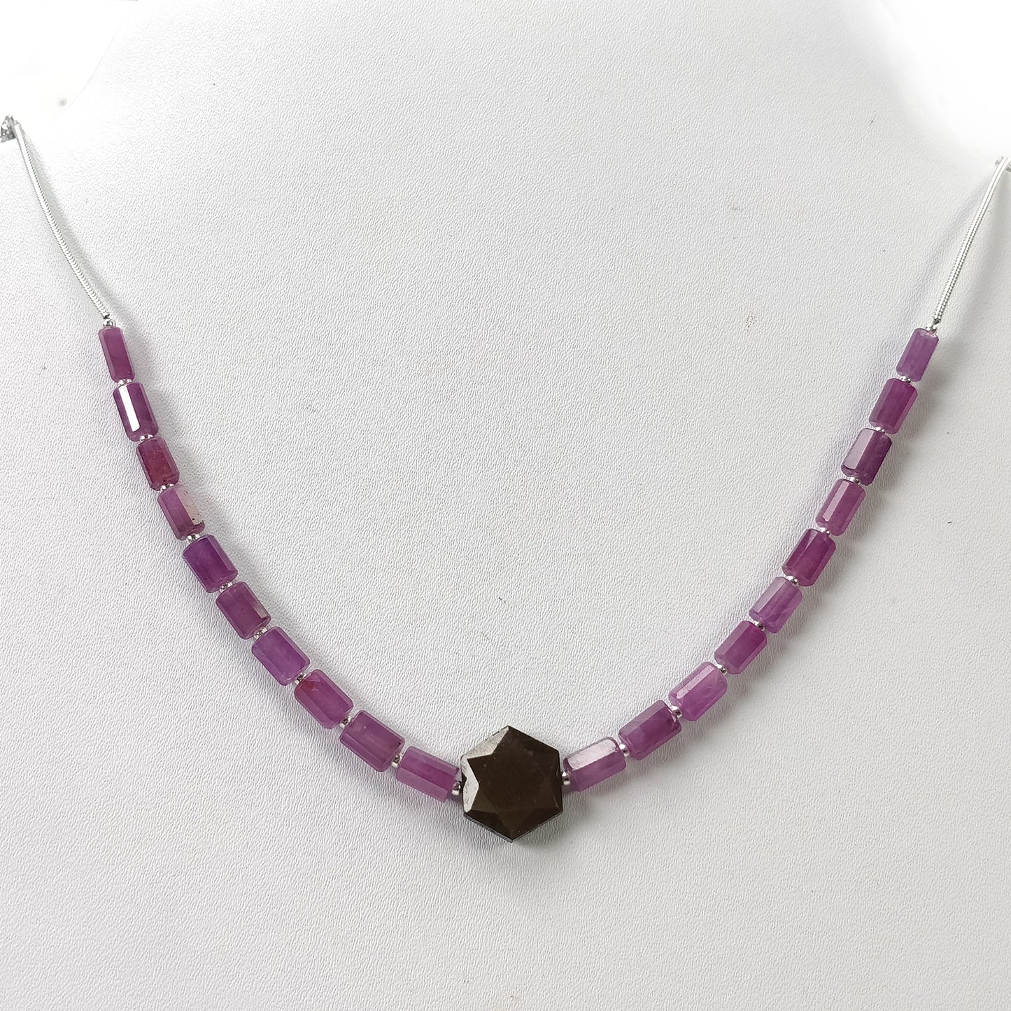 Raspberry PINK & CHOCOCLATE SAPPHIRE Gemstone Loose Bead: 40.35cts Natural Sapphire Pencil Shape Faceted Beads 6mm-14*12mm 6.5"